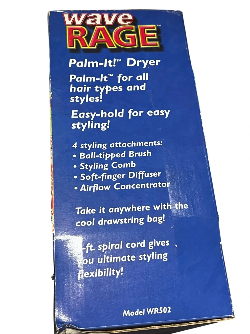 2003 NRFB Wave RAGE Palm-It! Diffuser Hair Dryer - Green and Gray Styling Set